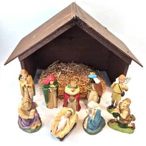 Vintage Krippe Hongkong Jesus Weihnachtsdeko Krippe Gips - Bild 1 von 18