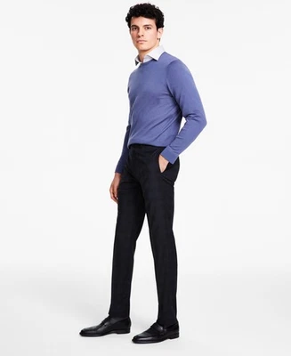Pantalones de vestir Calvin Klein para hombre ajustados 40/32 negros a cuadros elásticos Foto 1 de 2
