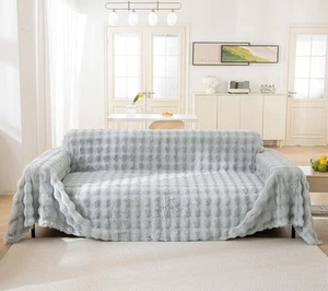 Thick Faux Rabbit Fur Couch Cover 1-Piece Non-Slip Warm Soft Cozy Sofa Covers... - Picture 1 of 7