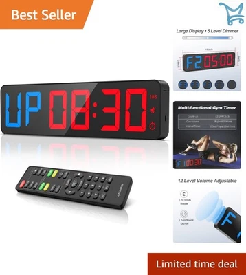 Gym Timer Digital LED Wall Clock 15 Inch Countdown Stopwatch Adjustable - Image 1 of 4