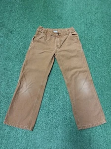 Carhartt Carpenter Pants Boys Size 7 (22x20) Brown Canvas Workwear Grunge MARKED - Picture 1 of 16