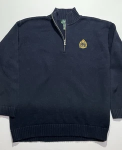 Vintage 90’s Lauren Ralph Lauren 1/4 Zip Pullover Sweater, Crest Logo, Men’s XL - Picture 1 of 4