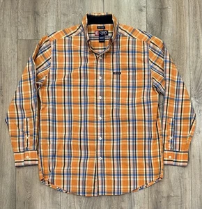 CHAPS Herren Langarm Karohemd mit Knopfleiste Small Orange Blau - Bild 1 von 11