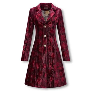 Joe Browns Red Velvet Jacket Burgundy Floral Coat NEW TAGS RRP £130 Goth Emo 10 - Picture 1 of 4