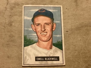 1951 Bowman #24 Ewell Blackwell Cincinnati Reds Baseball Card - EX - Corner Wear - Picture 1 of 2