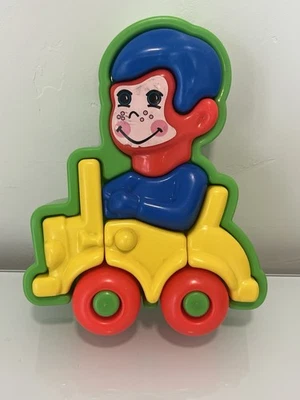 Vintage Amloid Block Chunky 3D Toddler Plastic Puzzle in Tray Made in USA - Image 1 of 4