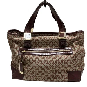Auth Anya Hindmarch - Gray Beige Brown Bordeaux Jacquard Patent Leather - Picture 1 of 8