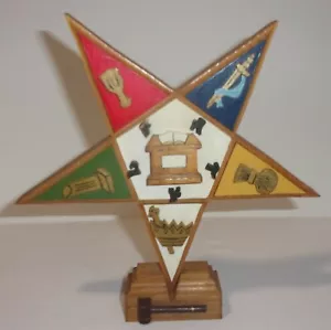 Masonic wood star, O.E.S. standing wooden vintage symbol, Freemasonry, Masons - Picture 1 of 6