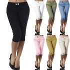 Women Skinny 3/4 Length Capri Pant Solid Casual Cropped Stretchy Trousers