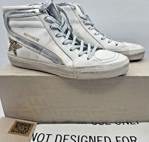 Golden Goose Slide women's leather sneakers white/gold/silver EU39 US9 $655 - Picture 1 of 18