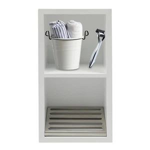 Gabinete de almacenamiento empotrado de pared empotrado para baño de acero inoxidable de 2 niveles - Imagen 1 de 15