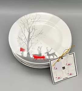 222 Quinto Trineo Rojo Navidad Invierno 4 Aperitivos Platos de Postre NUEVO 2014-17 - Imagen 1 de 5