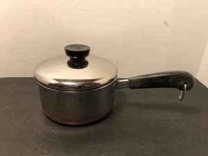 Vintage Revere Ware 1 Qt Saucepan w/ Lid Copper Bottom 88 Clinton USA Cookware - Picture 1 of 6