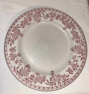 Vintage Jackson ironstone china plate restaurantware 9.75" pink red transfer - Bild 1 von 4