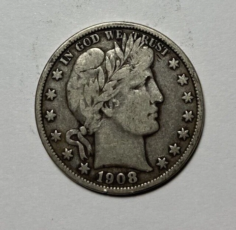 1908-O Barber Half Dollar Nice Original Fine+ Cover