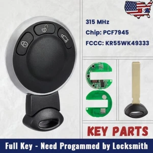 for BMW Mini Cooper 2007-2015 315MHz Smart Remote Key Fob CAS System KR55WK49333 - Bild 1 von 6