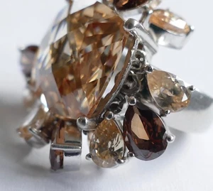 Ring 13 geschliffene bewegliche Steine 925 Silber rhodiniert Vintage 90er ring - Bild 1 von 6