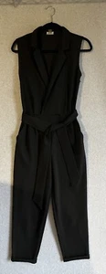 Tahari Straight Leg Jumpsuit Women’s Size Small Black Sleeveless Belt - Picture 1 of 8