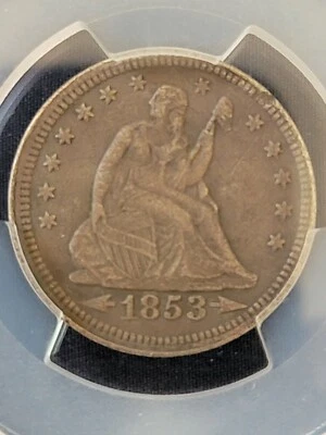 1853/4 Seated Liberty Quarter Arrows And Rays PCGS XF  - Image 1 of 4