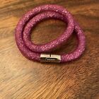 $128 S Warovski Purple/Fuschia Deluxe Double Wrap Bracelet