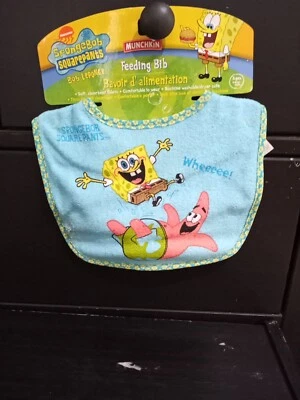 BABERO DE ALIMENTACIÓN DE BEBÉ BOB ESPONJA 2004 VINTAGE NUEVO EN TARJETA Foto 1 de 4