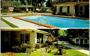 Magnolia Court Motel Ocala, Florida FL Schwimmbad am Straßenrand - Postkarte - Bild 1 von 2