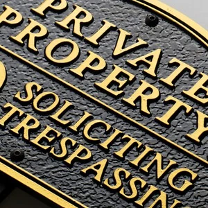 Morgtta Private Property No Soliciting No Trespassing Statement PlaqueSolid M... - Picture 1 of 6