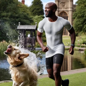 Dog Walking Waterproof T-Shirt Dirt Resistant T-Shirt Hydrophobic White T-Shirt - Picture 1 of 5