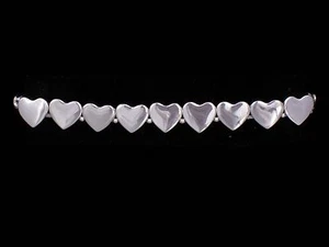 NEW StretchTennis Bracelet with a Single Row of Small Silver Hearts Hidden Band - Picture 1 of 3