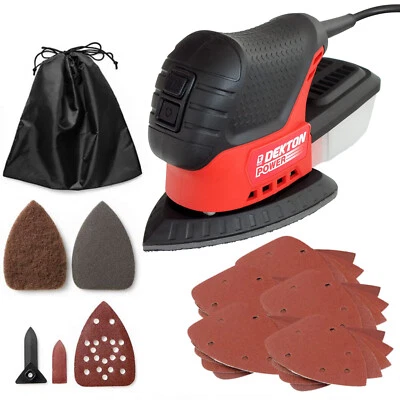 247BID 75W Electric Detail Palm Sander + 25 Delta Sanding Sheets & Dust Collection Box