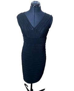Adrianna Papell Dress Women Bodycon Stripe Sheer Black Lined Size 8 - Picture 1 of 12