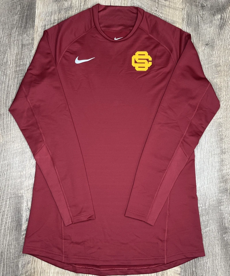 Nike USC Trojans Team Issued Baseball Long Sleeve Maroon Mens Size L CV3263-698 - Image 1 of 4