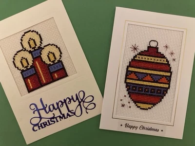 Completed Christmas Cross Stitch Cards X 2 - Image 1 of 3