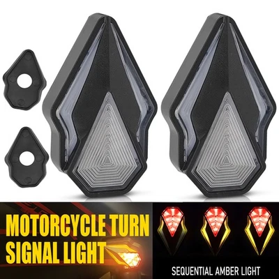 Pair Mount Mini Flush LED Motorcycle Turn Signal Blinker Brake Light Amber+Red - Image 1 of 4