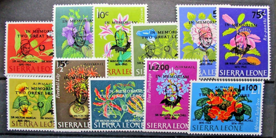Sierra Leone 1965 Flower Definitive Set Opt Churchill & Milton Marga. - Image 1 of 1