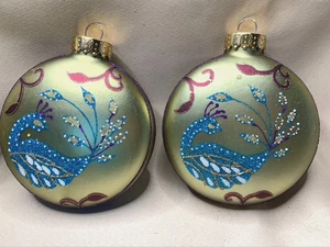 Pair of Unique Treasures Partridge Round Glass Ornament 4 1/2" Tall - Picture 1 of 5