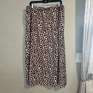 SHEIN Curve 3XL giraffe Print skirt Plus Size Long Boho Slit In Side Flowy Brown - Picture 1 of 5
