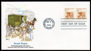 #2136 1986 25c Bread Wagon #1 PS2 FDC Fleetwood - Picture 1 of 1