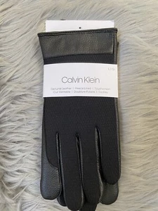 guanti pelle uomo neri foderati pile touchscreen iPhone mesh Calvin NUOVI - Foto 1 di 4