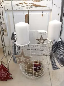 Kerzenständer Kerzenleuchter Adventskranz Metall Drahtkorb shabby Depot Landhaus - Bild 1 von 4