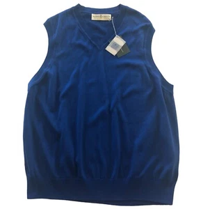 NEW Fairway & Greene Sweater Vest Sz Small NWT Blue V-Neck Pullover Pima Cotton - Picture 1 of 12