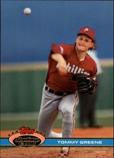 1991 Stadium Club Philadelphia Phillies Baseball Card #549 Tommy Greene UER