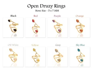 Dainty Pear Sugar Druzy Ring Designing Open Ring Gold Plated Adjustable Rings. - Picture 1 of 37