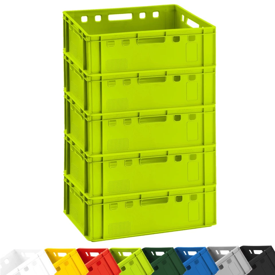 BURI 5x Fleischkiste E2 Lagerkiste Metzgerkiste Eurobox lebensmittelecht stapelbar