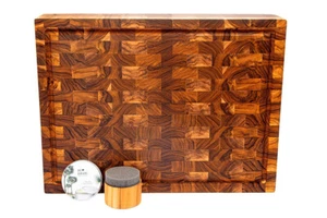 Premium Teak Wood Butcher Block Cutting Board Set - Complete Set with End Grain - Picture 1 of 7