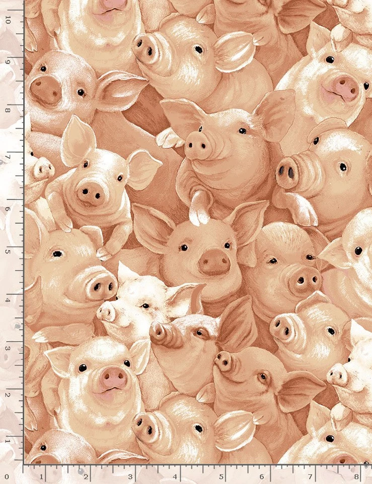 Fat Quarter Blakes Farm Pink Pigs Allover 100% Cotton Quilting Fabric - Image 1 of 1