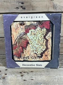 Evergreen Decorative Slate Pinot Gris Wall Plaque 6” Wine Grape Leaf Art Palette - Picture 1 of 8