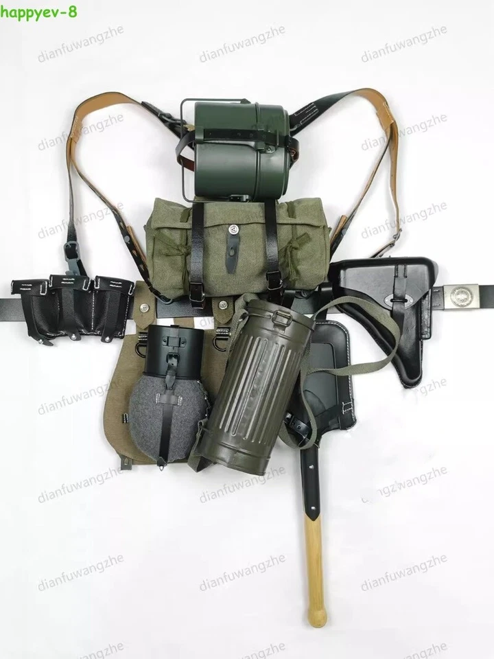 Replica WW2 WWII Equipment MP40/98K Canvas Field Gear 11pcs Combination Set Prop - Image 1 of 4