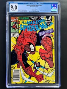 Amazing Spider-Man #345  CGC 9.0  VF/NM  Newsstand  White Pages  Venom Cardiac - Picture 1 of 3