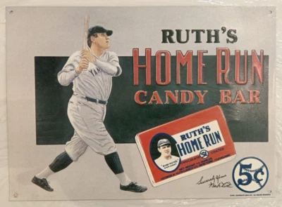 Babe Ruth USED Wall Art 12.5x16 Home Run Candy Bar New York Yankees Metal Sign - Image 1 of 4